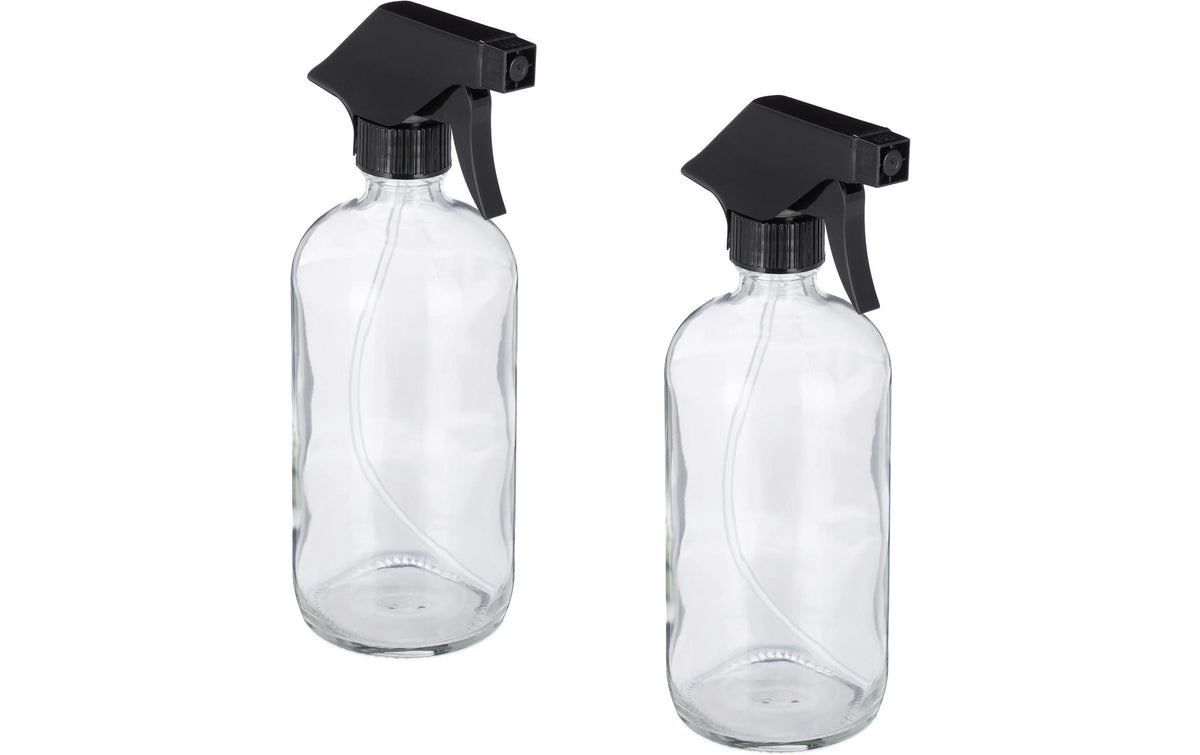 relaxdays Sprühflasche aus Glas 2er Set, 500 ml, Transparent