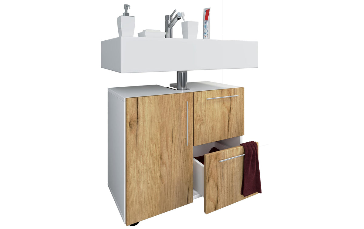 VCM Badzimmer Unterschrank Flandu Weiss/Honig-Eiche