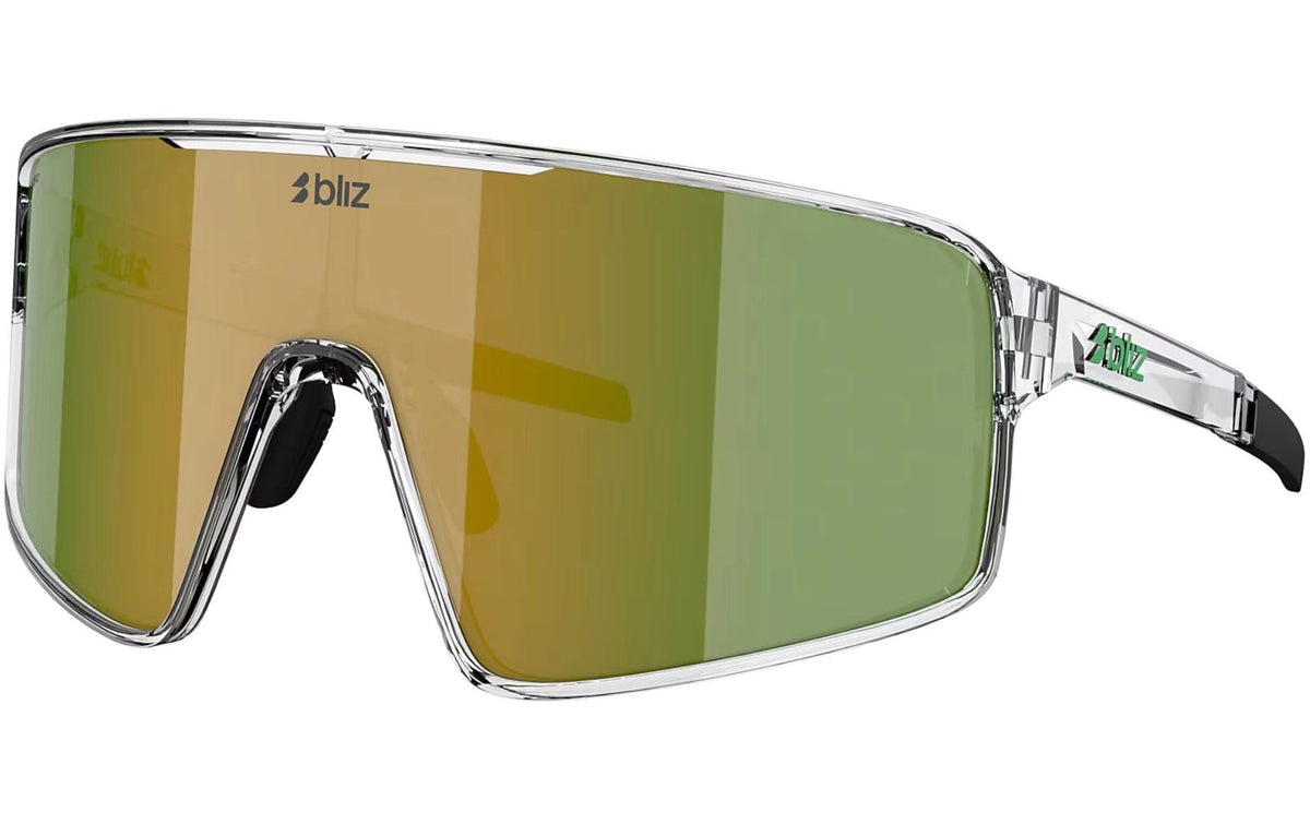BLIZ P001S, Transparent White Sportbrille, Lens Brown w Green Multi