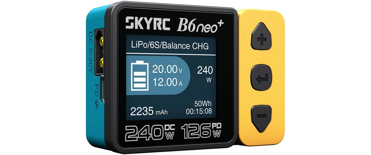 SkyRC B6neo+ Ladegerät gelb/blau LiPo 1-6s 10A 200W
