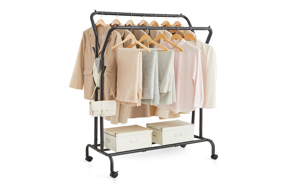Songmics Kleiderständer mitRäder, Schwarz 153x54x103 cm, Stahl