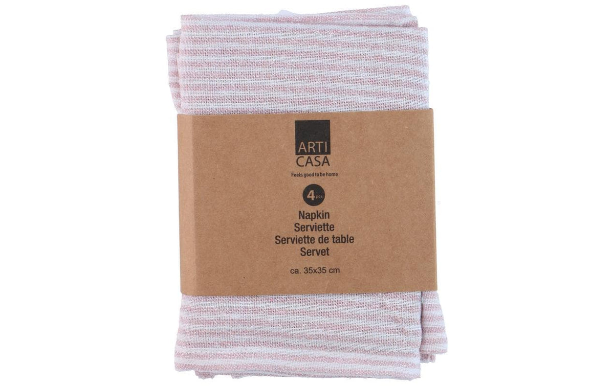 Arti Casa Stoffserviette 4er Set, 35x35 cm Orange gestreift mit Lurex