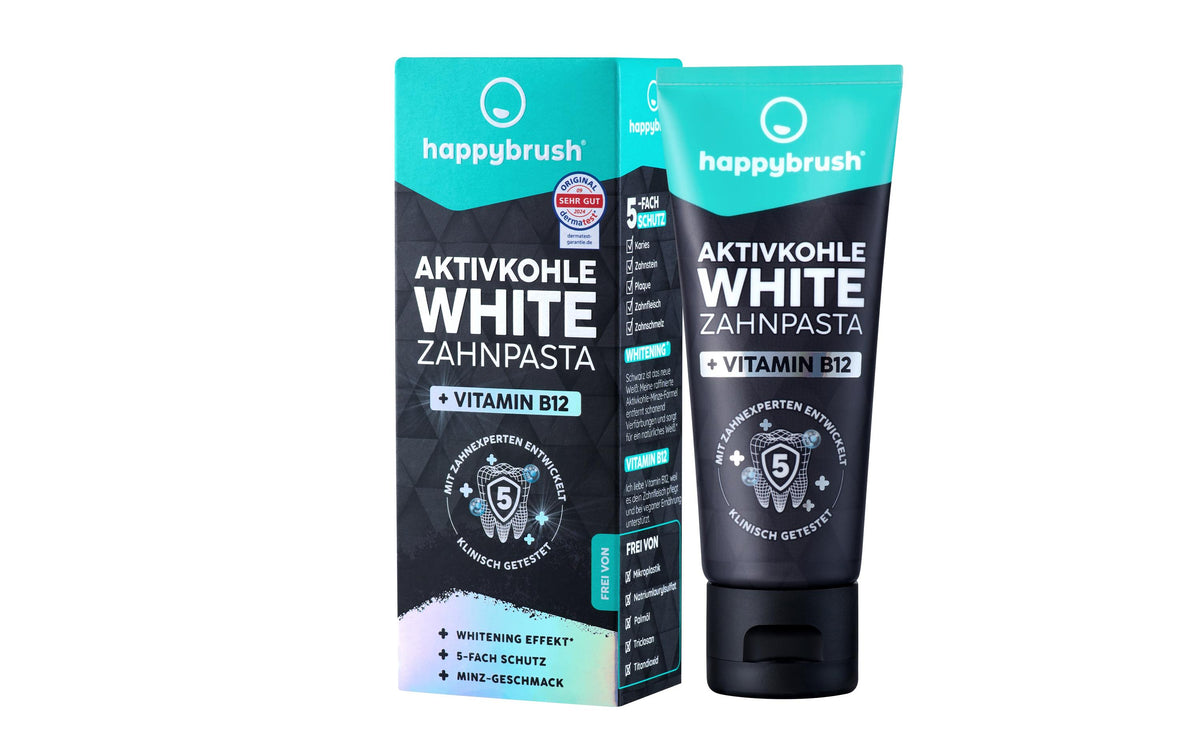 happybrush Whitening-Zahnpasta mit Aktivkohle