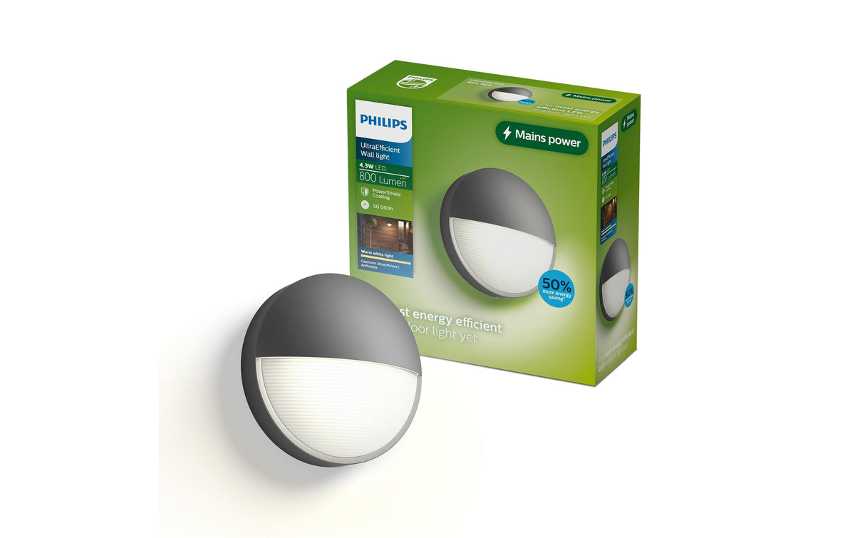 Philips Capricorn Outdoor Wandleuchte Ultra-Efficient, 4.3W, IP44, anthrazit