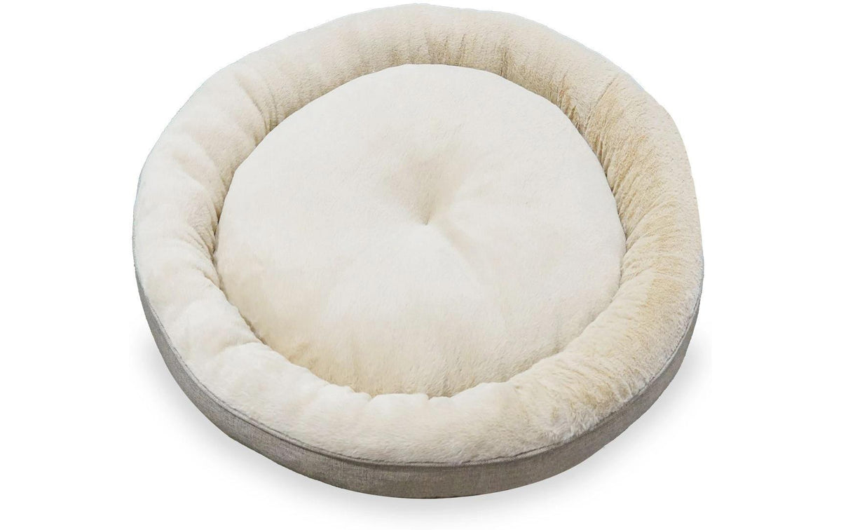 Paws & Whiskers Bett rund Beige, 85 x 85 x 15 cm