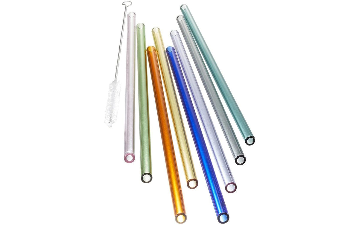 GEFU Glastrinkhalm FUTURE 23 cm bunt 8 Stück mit Bürste