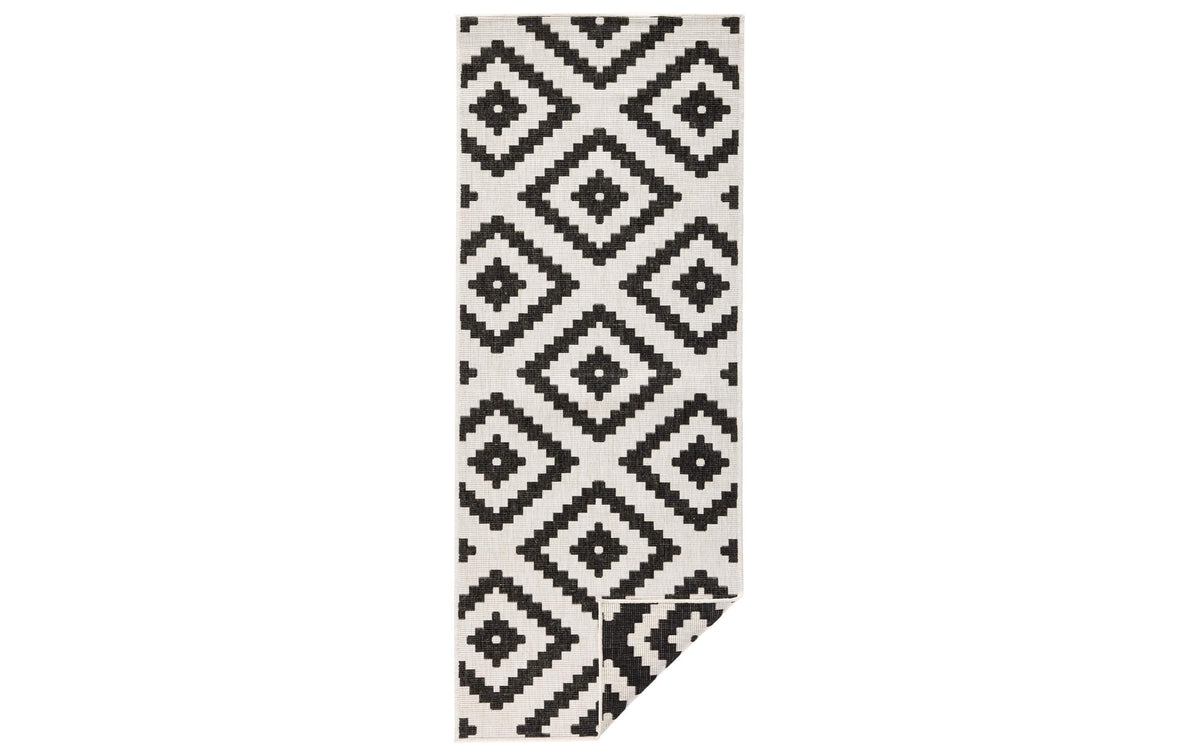 Hanse Home In & Outd. Teppich Malta 100% Polypropylen, 80 x 250 cm, Black/Cr.