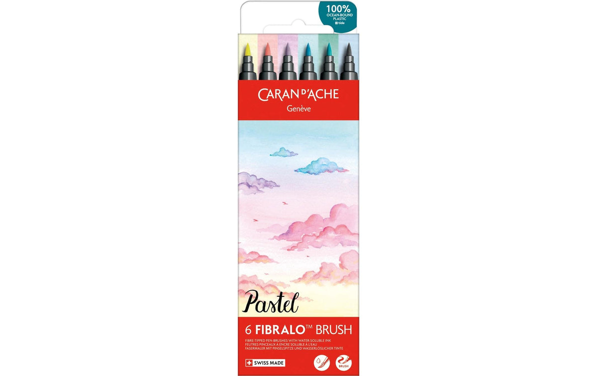 Caran d'Ache Filzstift Fibralo Brush Pastel Kartonschachtel mit 6 Farben