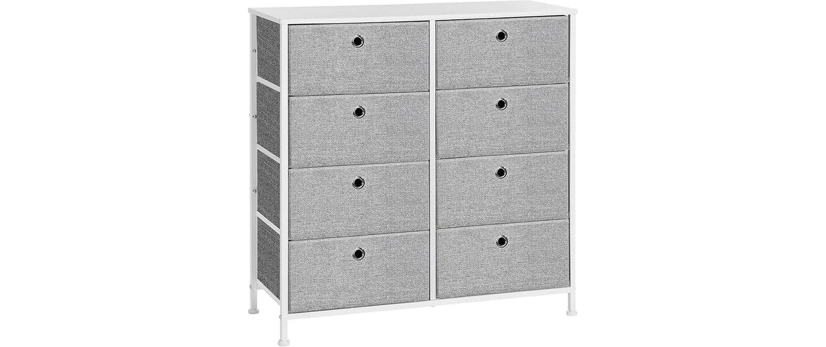 Songmics Kommode 8 Schubladen, Grau-Weiss 80x30x81.5 cm, MDF, Textil