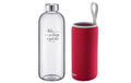 Westmark Trinkflasche Viva aus Glas 1 l, mit Cover, rot, sb