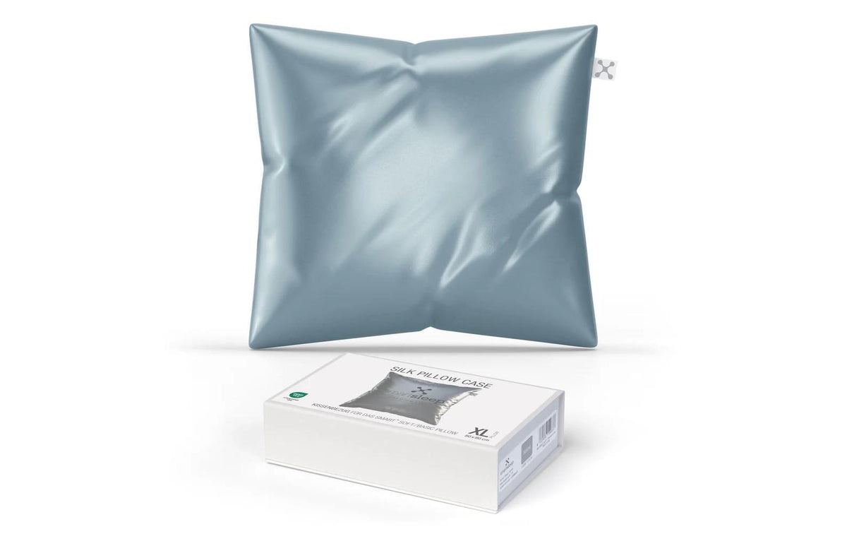 Smartsleep Kopfkissenbezug Seide Blau/Grau 80x80 cm