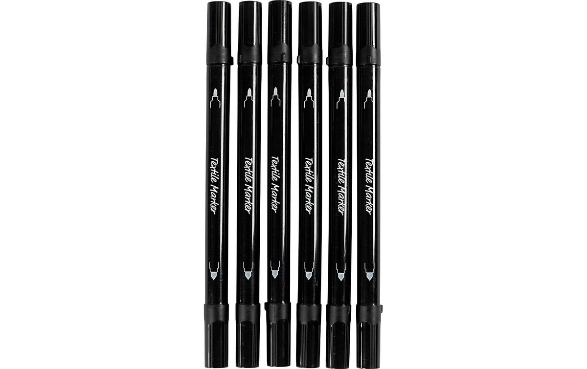 Creativ Company Textilmarker Schwarz 6 Stück, 2.3 + 3.6 mm