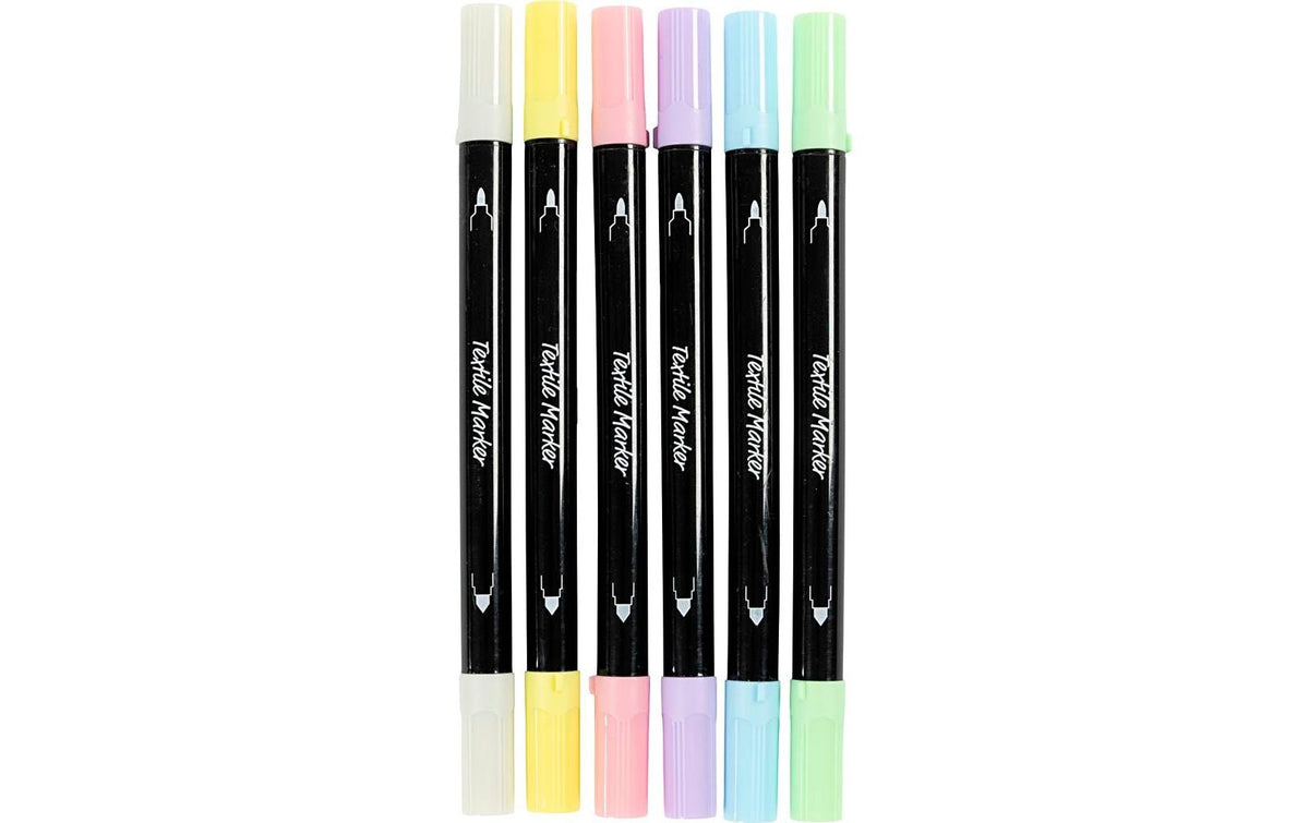 Creativ Company Textilmarker Pastell 6 Stück, 2.3 + 3.6 mm