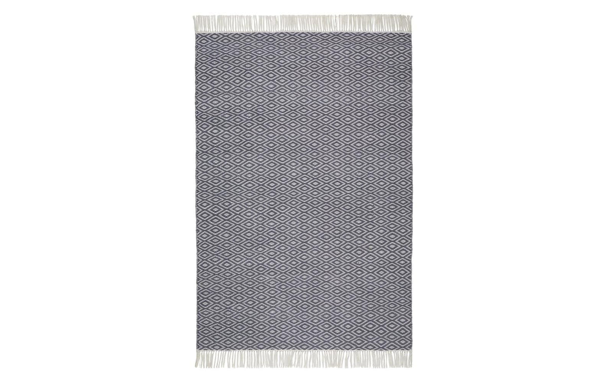 URBANARA Teppich Barota 90x130cm Recycelter Outdoor Teppich Blaugrau