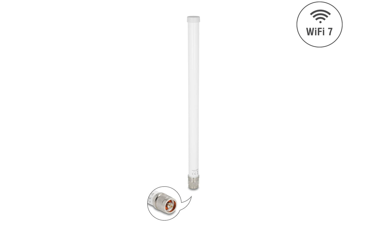 Delock WiFi 7 Antenne N Stecker 6,6 dBi 6,6 dBi, omni, starr, outdoor, weiss