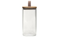 COCON Vorratsdose eckig 1400ml Glas, 10x10x20cm, Deckel Akazie
