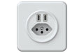 Hager ORIGIN UP Ladesteckdose 2x USB Typ C 20W PD+1x T13, kurzschlfest und überl, ws