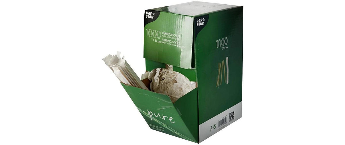 Papstar Rührstäbchen PURE Holz 1000 Stk. 1 Pack à 1000 Stk. 11cm