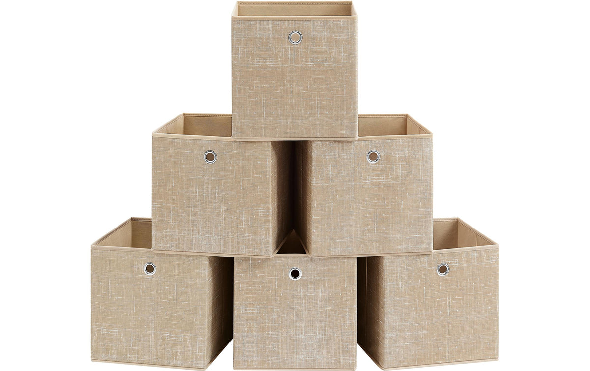 Songmics Aufbewahrungsboxen, 6er Set, Sand faltbar, Stoffbox, 30 x 30 x 30 cm