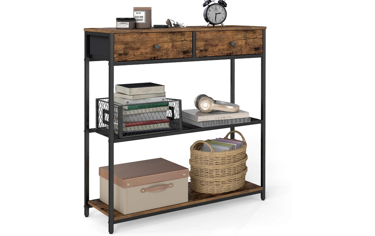 Vasagle Konsolentisch Schwarz-Braun 76x24x79.9 cm, Spanplatte, Stahl
