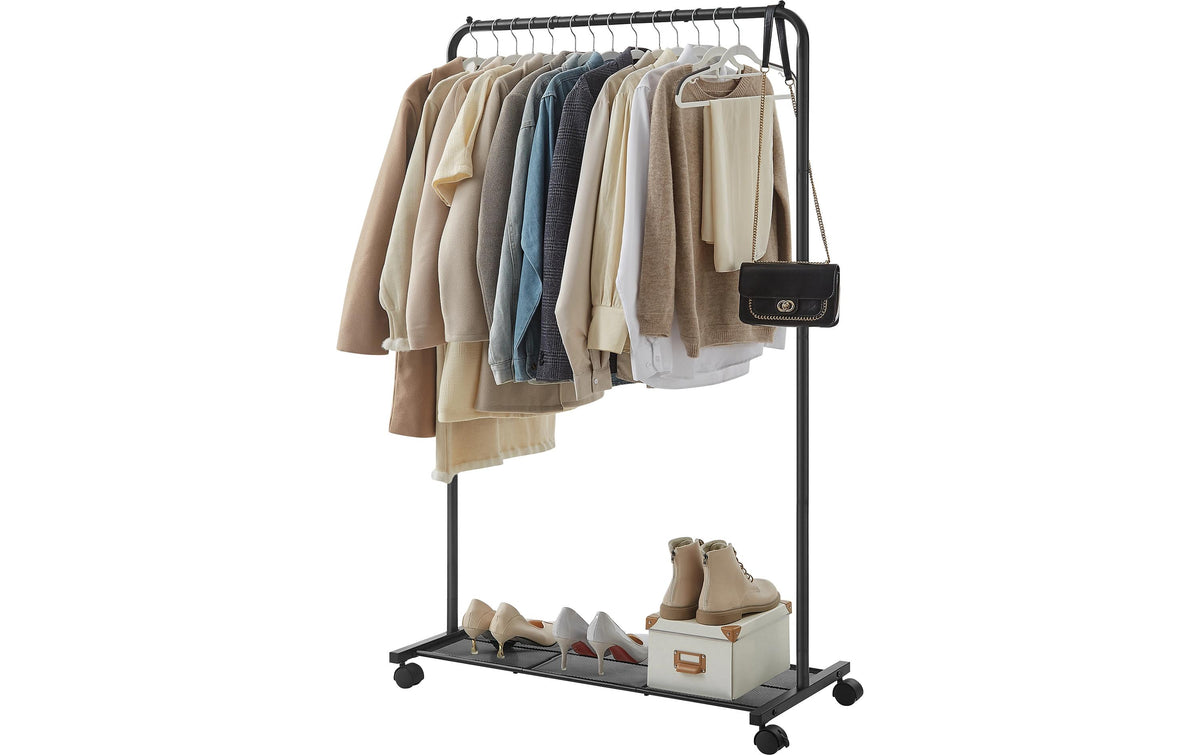 Songmics Kleiderständer mitRäder, Schwarz 91x40.5x158 cm, Eisen