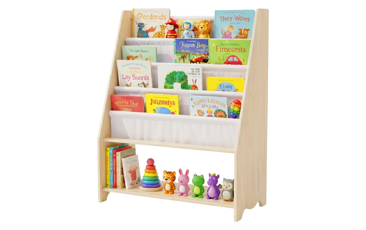 relaxdays Kinderregal mit 4 Stofftaschen Grösse: ca. 78 x 64 x 28 cm