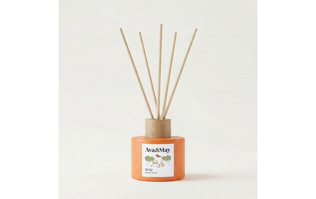 AVA & MAY Duftstäbchen Sizilien, 120ml Rattan-Stäbchen