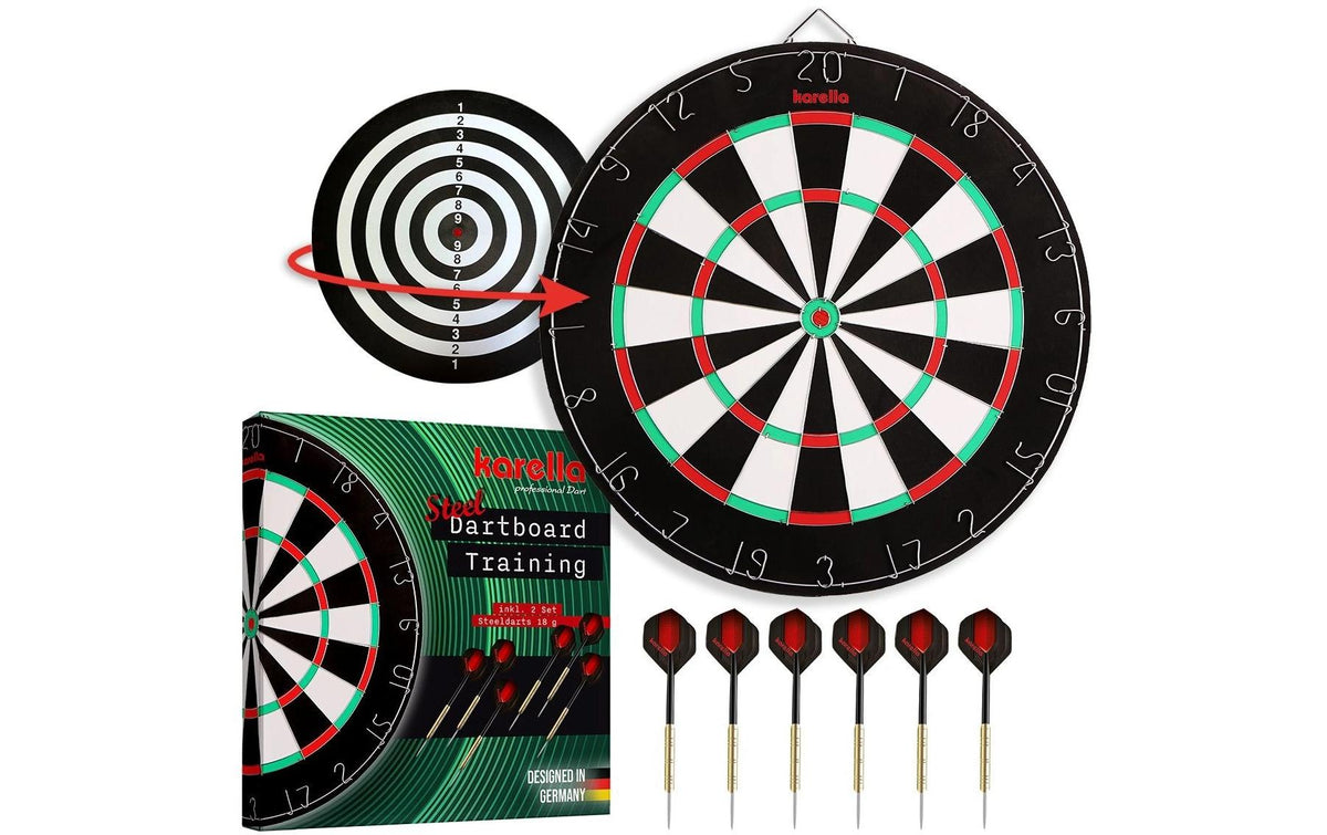 Karella Dartboard Training Set inkl. 2 Satz Steeldarts