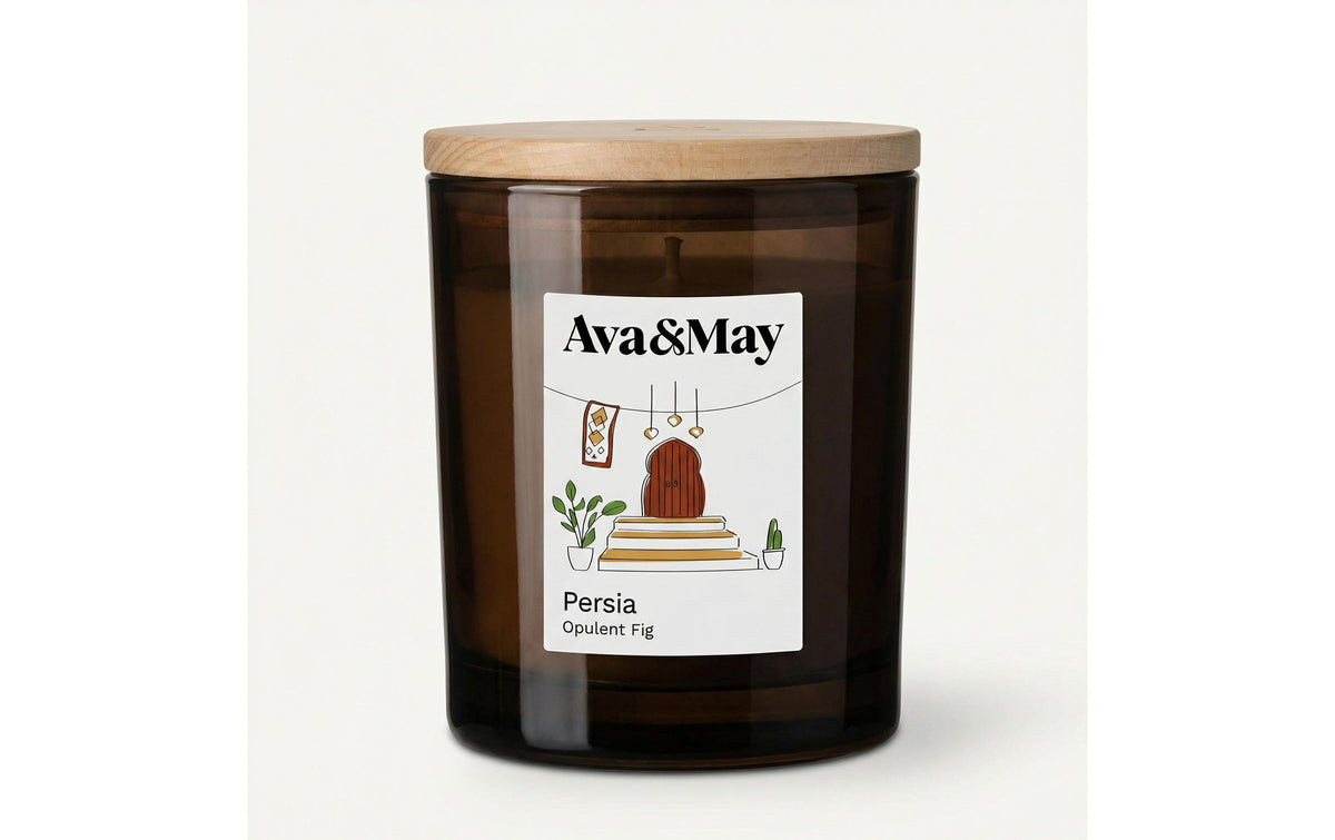 AVA & MAY Duftkerze Persia, 220 gr Brenndauer 56h, 100% pflanzlicher Wachs
