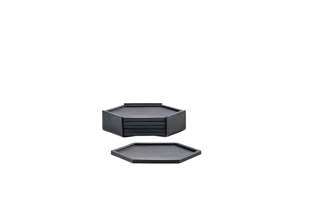 Zone Glasuntersetzer Bold, 6er Set Black, 10x3.2cm (DxH), Metall/Silikon