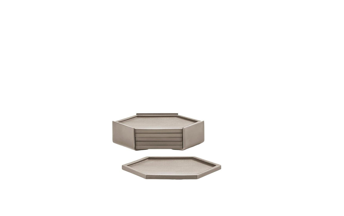 Zone Glasuntersetzer Bold, 6er Set Black, 10x3.2cm (DxH), Metall/Silikon