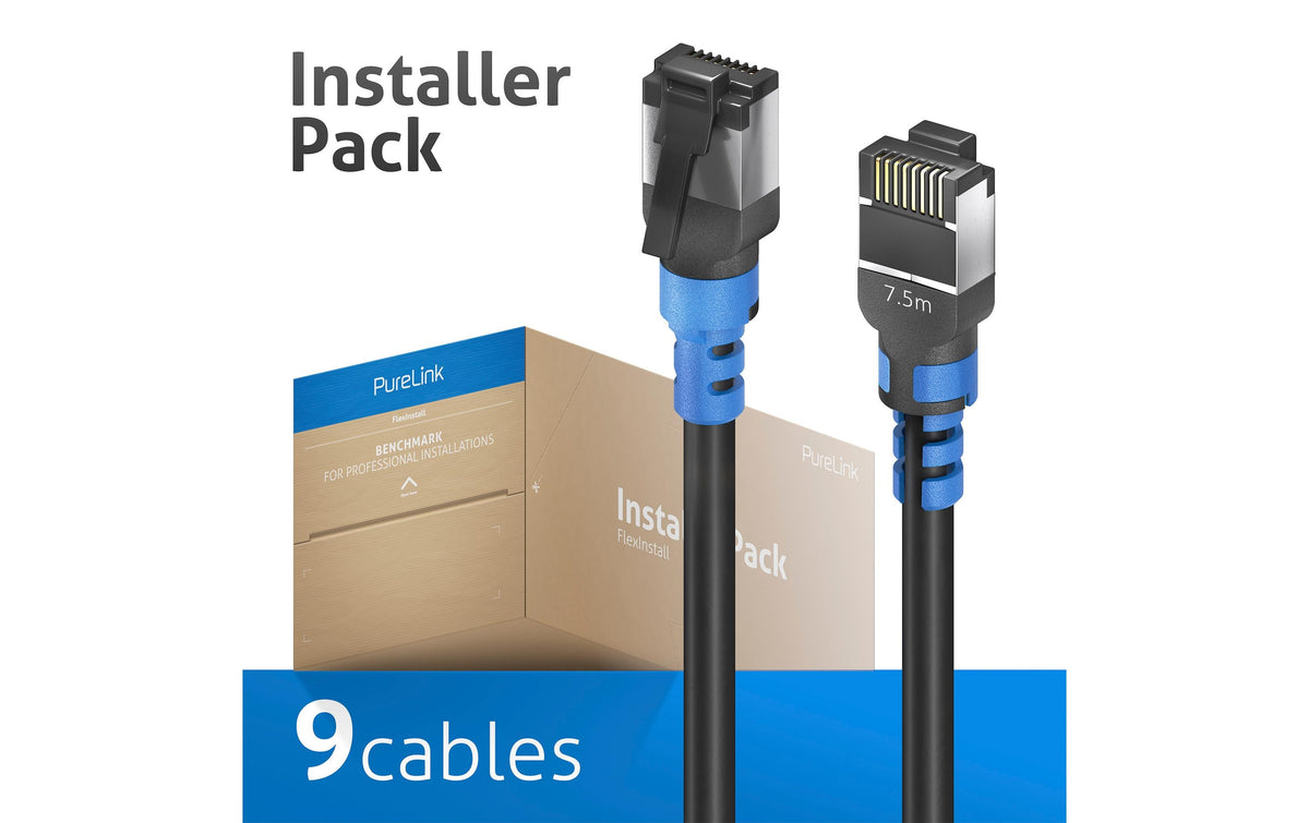 FlexInstall Patchkabel Cat.6A S/FTP 7.5m, 9 Cat.6A, AWG30, InstallerPack, 9 Stk