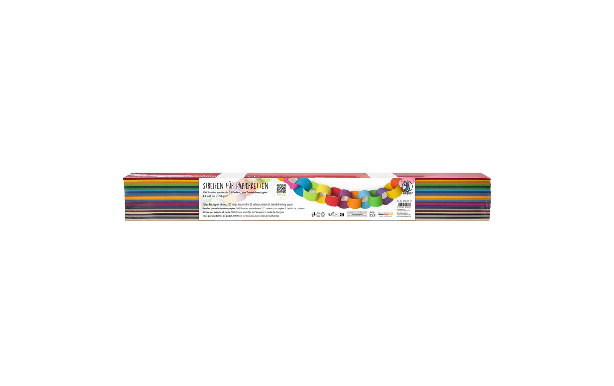 URSUS Streifen & Papierkette 130gm2, 4.5x65cm, 500 Stück, 25 Farben