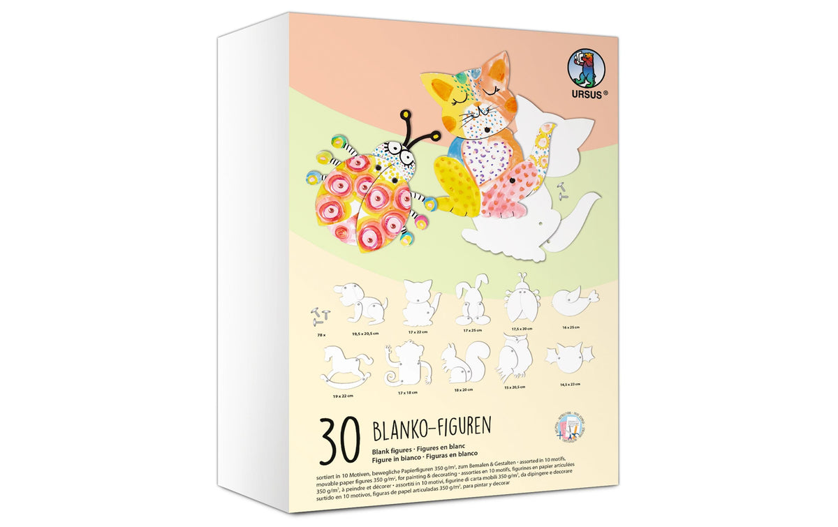 URSUS Bastelpapier Figuren 30 Stück, blanko