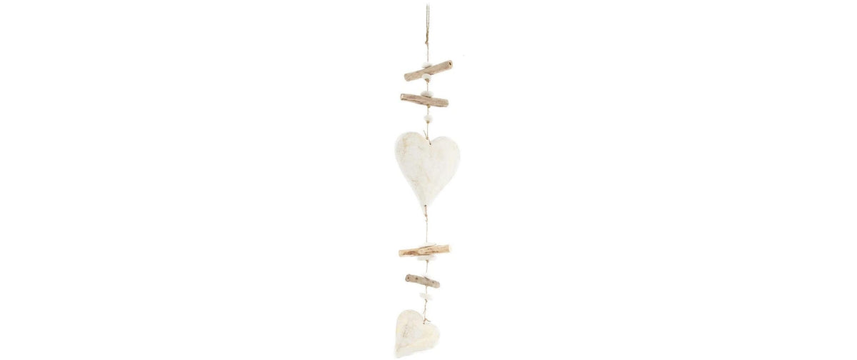 Chalet Girlande Herz aus Holz 72x15x3cm weiss