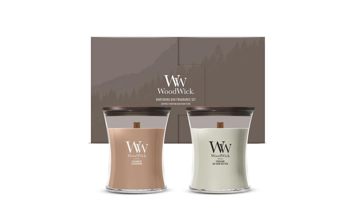 Woodwick Duftkerze Giftset 2 Medium Jar Fireside & Cashmere
