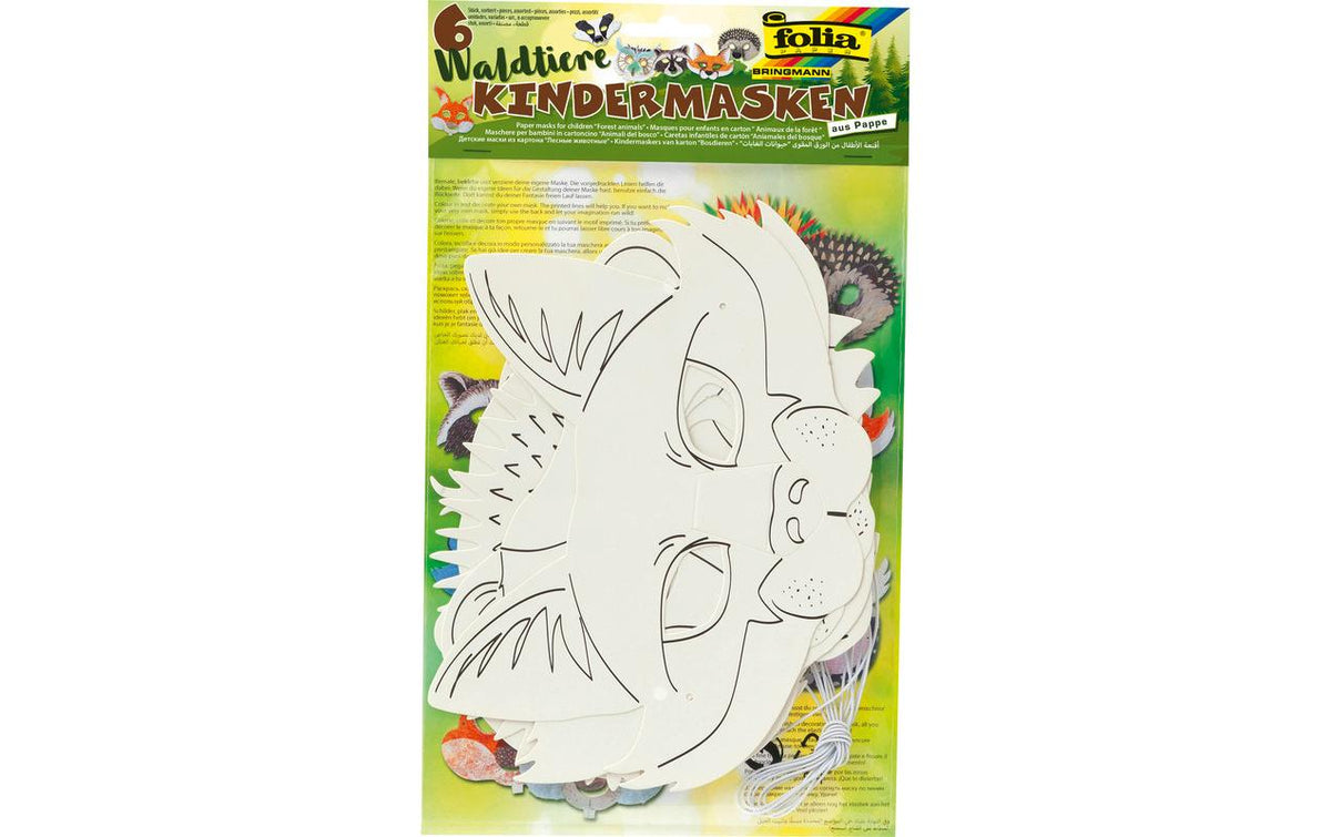 Folia Kindermasken Waldtiere aus Karton weiss