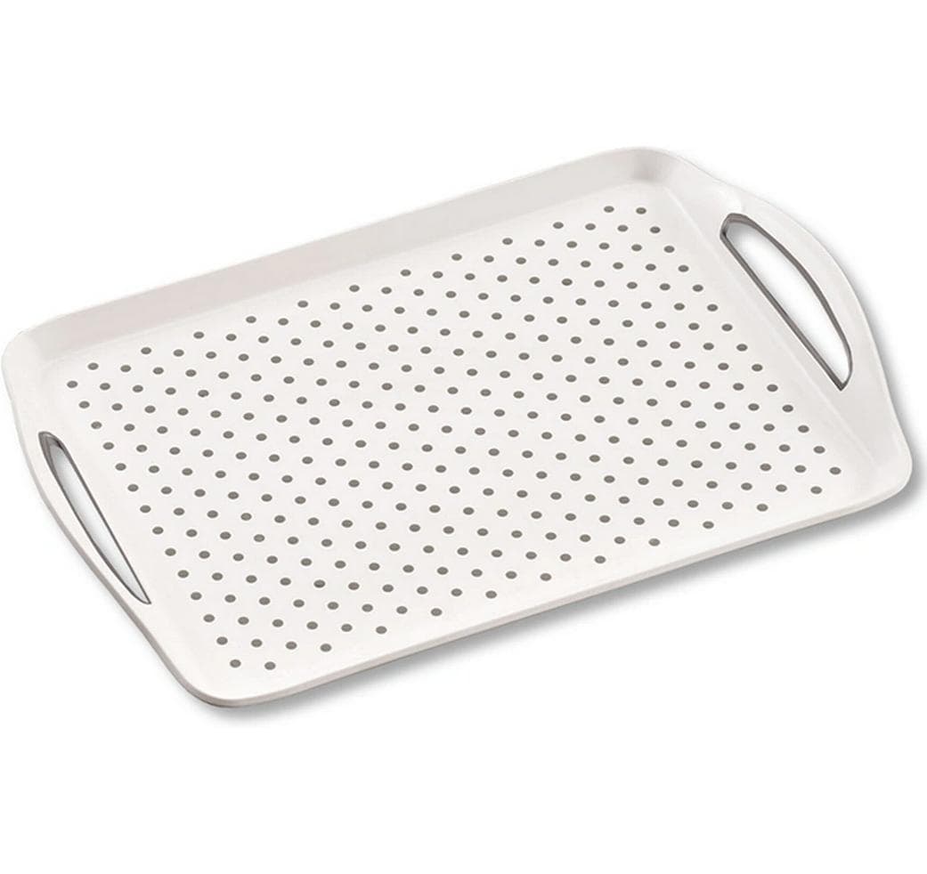 Kesper Serviertablett mit Griff rutschfest PP, 45,5 x 32 x 4,5 cm, Weiss