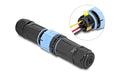Delock Kabelverbinder 3 Pin St zu Bu mit Bajonettverschluss , IP68, Werkzeugfrei