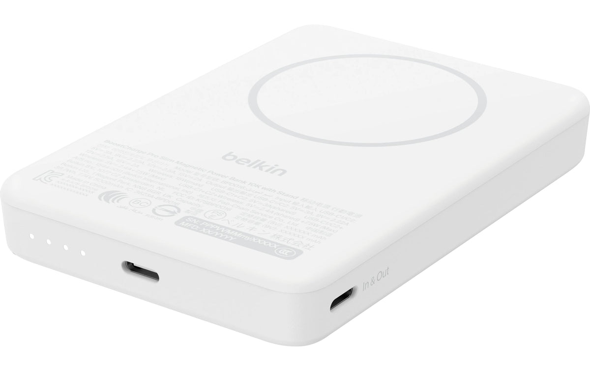 BELKIN BoostCharge Slim, 10K mAh Powerbank Magnetisch, Qi2, 15W, Weiss