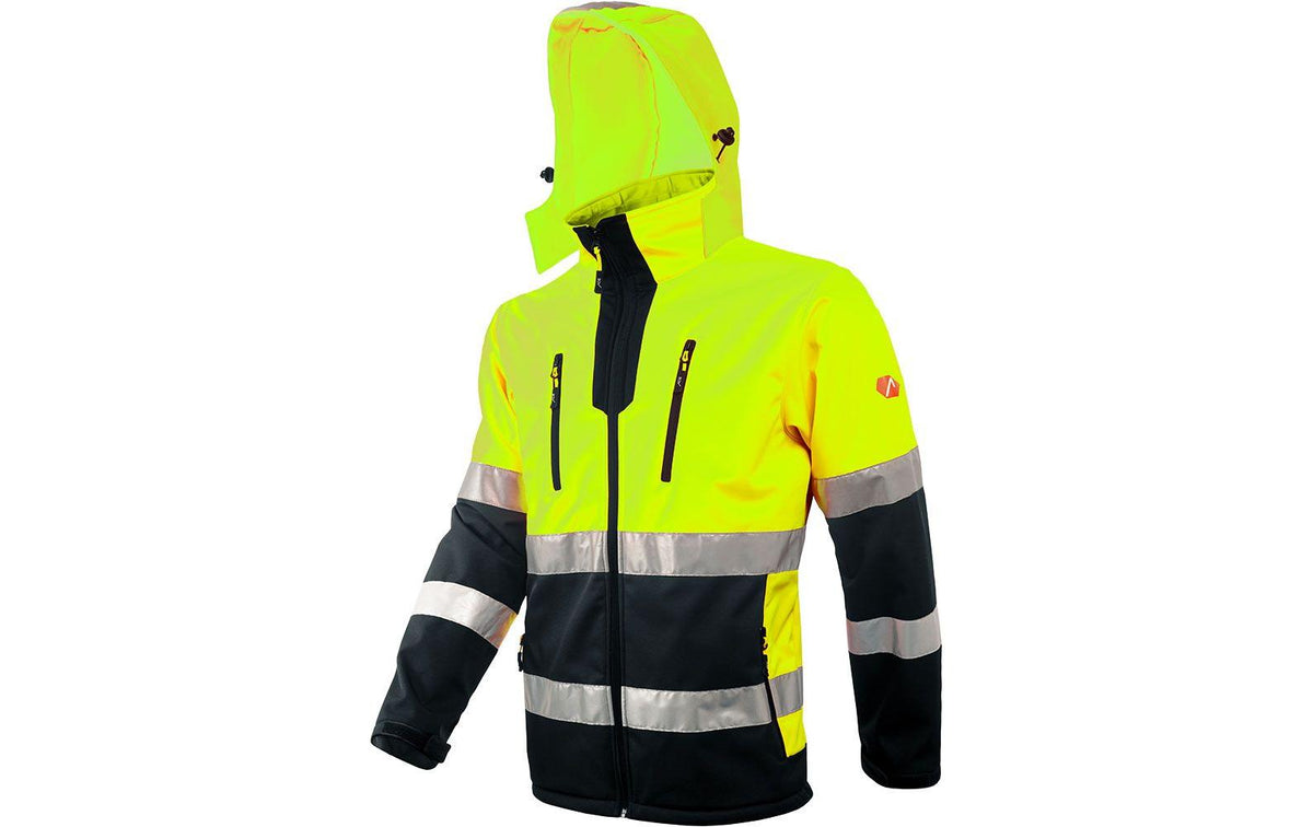 ACE Neon Softshell-Warnjacke - L für Herren (Klasse 2) - Gelb