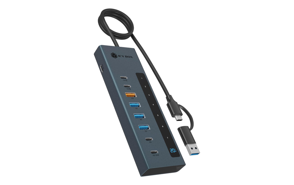 ICY BOX IB-HUB1743-CPD mit Power Delivery und USB-C/A Adapter