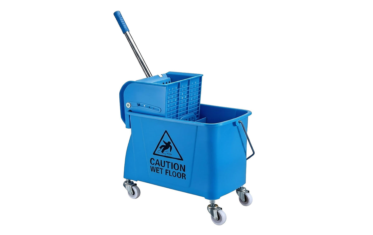 relaxdays Reinigungswagen mit Presse H x B x T: ca. 66 x 44 x 28 cm, Blau