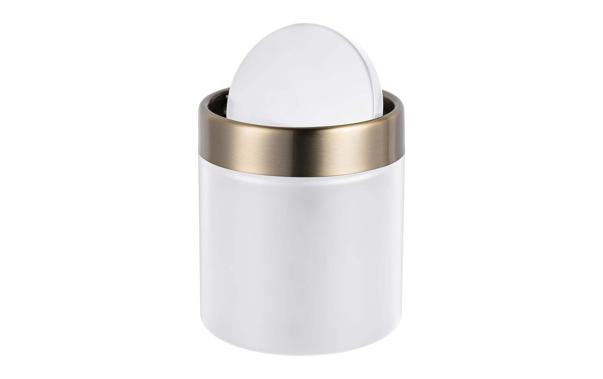 relaxdays Tischabfalleimer Mini 1.5 Liter, Weiss/Gold