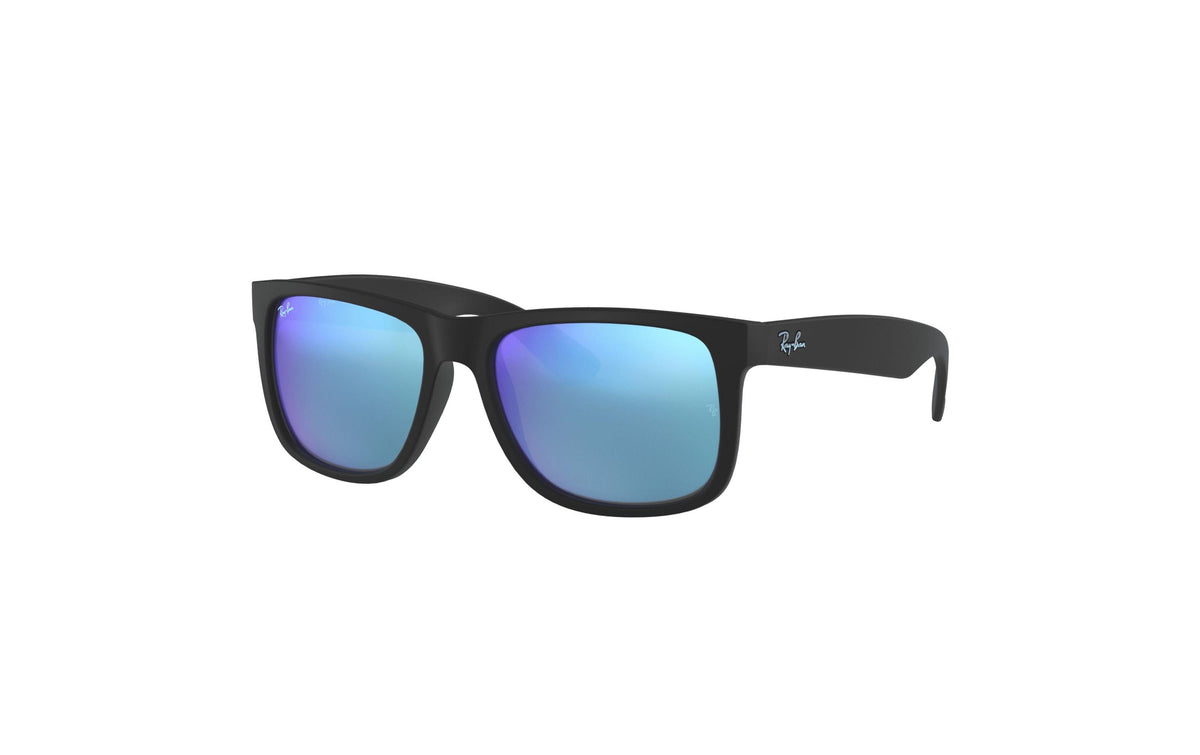 Ray-Ban JUSTIN RUBBER BLACK Sonnenbrille, Lens BLUE FLASH