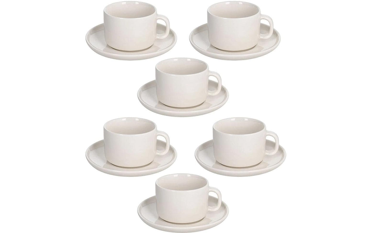 Tognana Kaffeetassen-Set Edge 6 Stück, 220 ml, Weiss