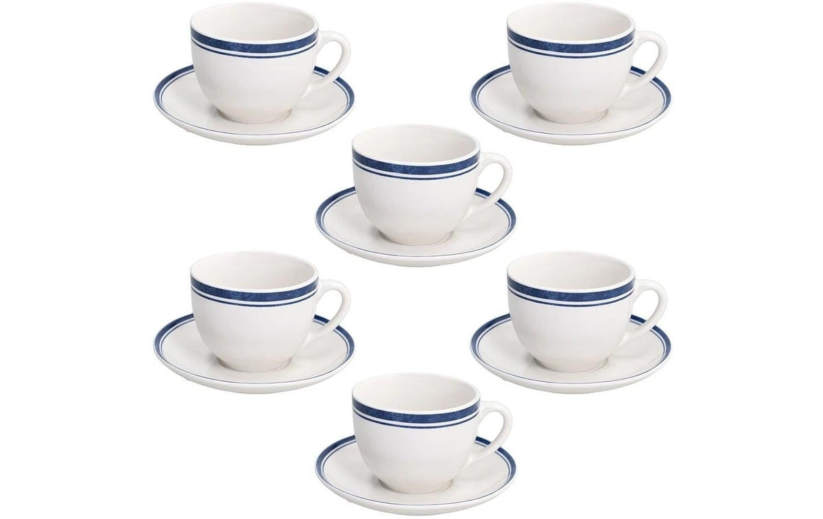 Tognana Kaffeetassen-Set Filo 6 Stück, 260 ml, Weiss/Blau