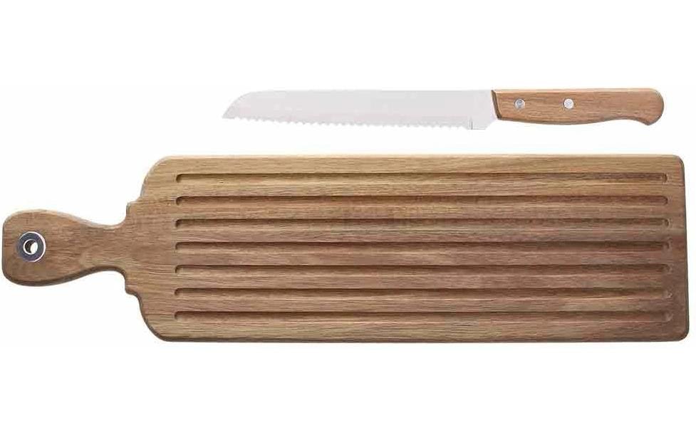Tognana Schneidebrett mit Messer Grösse: 52 x 14 cm, Teakholz