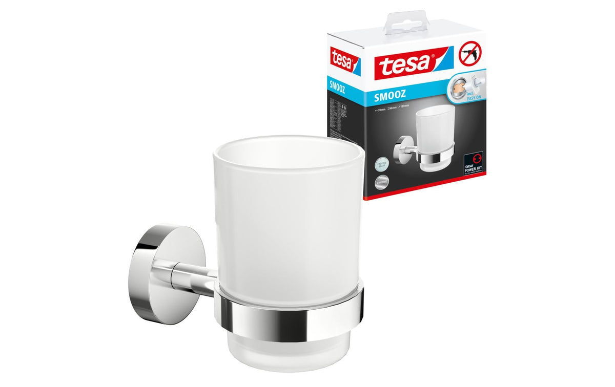 tesa Zahnputzbecher MOON Silber Serie ohne Bohren, silber