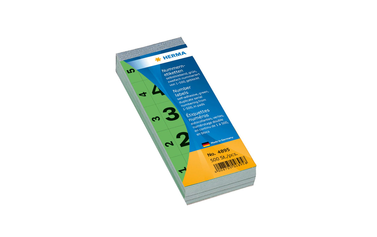 HERMA Nummernblock 1-500 selbstklebend 28 x 56 mm grün